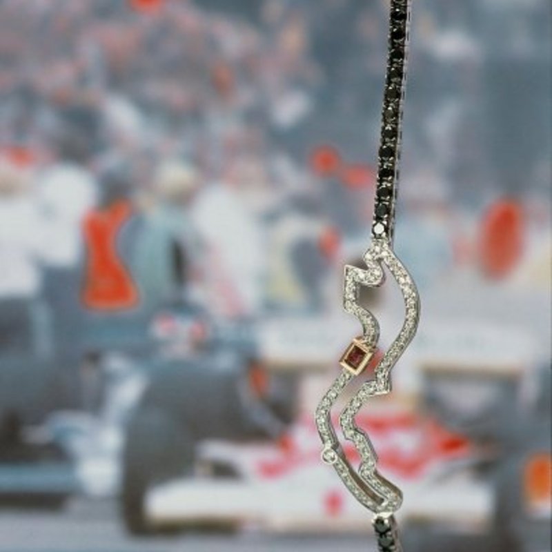 Bracciale "Pole Position" circuito di Montecarlo in oro 750 e diamanti