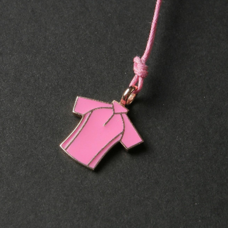 Pendentif maille émaillée rose en or rose 750