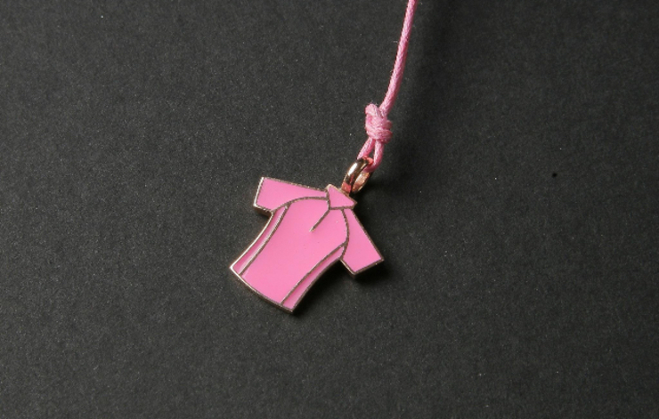 Jersey Necklace Pendant Enameled Pink in Pink Gold 18 kt