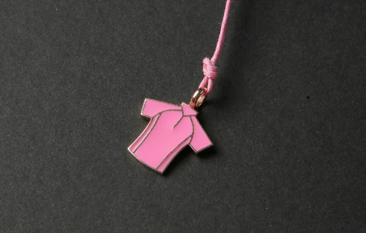 Pendentif maille émaillée rose en or rose 750