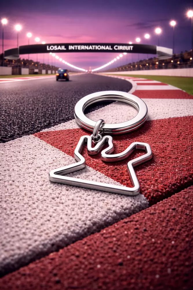 Porta-chaves de circuito Losail em aço  