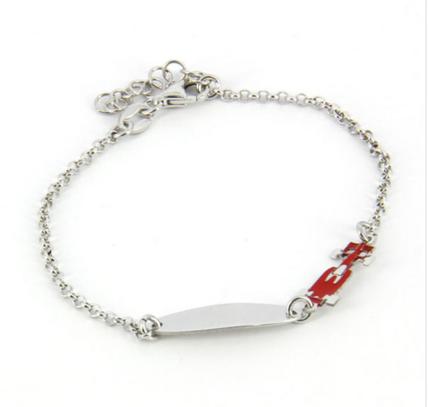 Bracelet personnalisable en argent 925 pour garçon avec voitures de Formule 1  