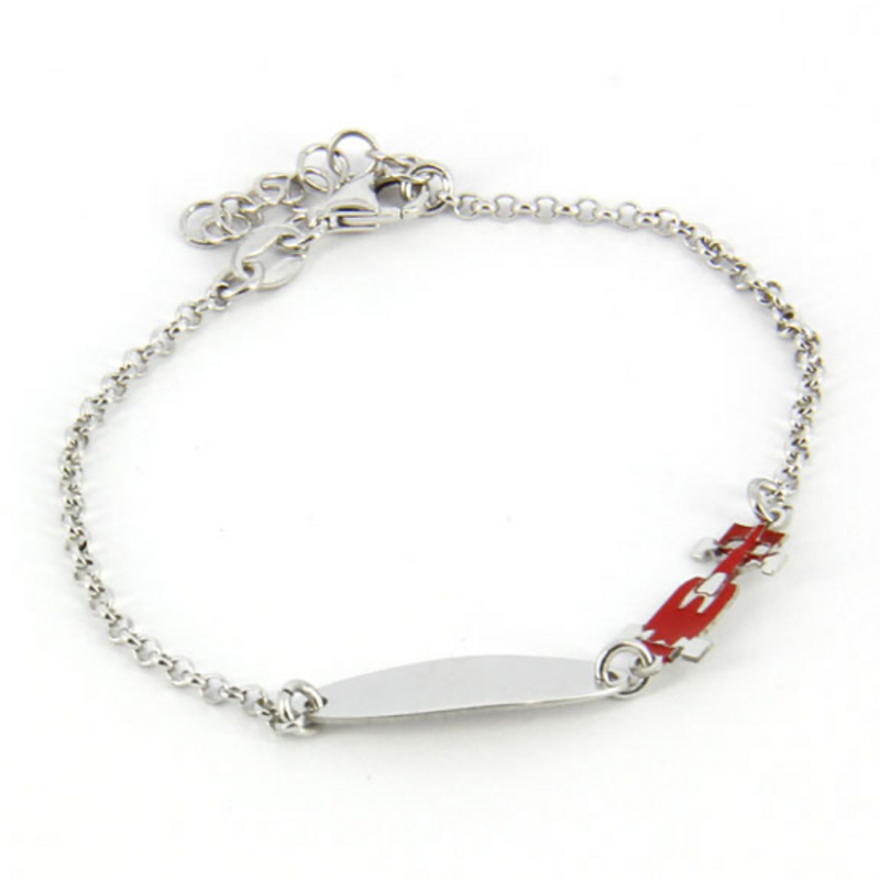 Bracelet personnalisable en argent 925 pour garçon avec voitures de Formule 1