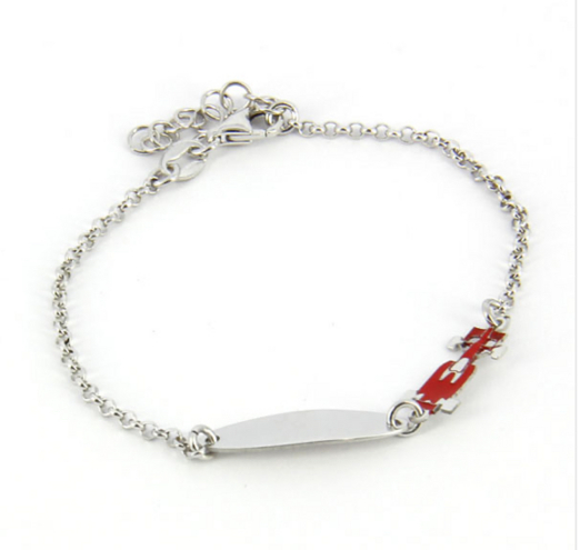 Bracelet personnalisable en argent 925 pour garçon avec voitures de Formule 1