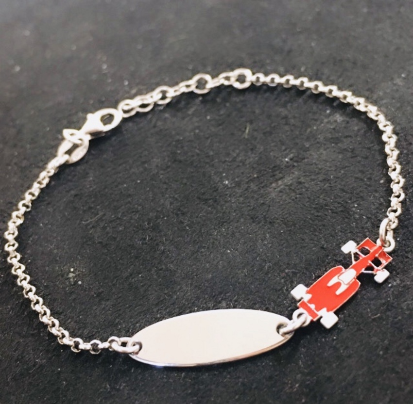 Bracelet personnalisable en argent 925 pour garçon avec voitures de Formule 1  