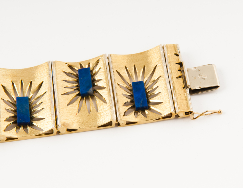 Bracciale vintage in oro 750 e lapislazzuli grammi 70.9  