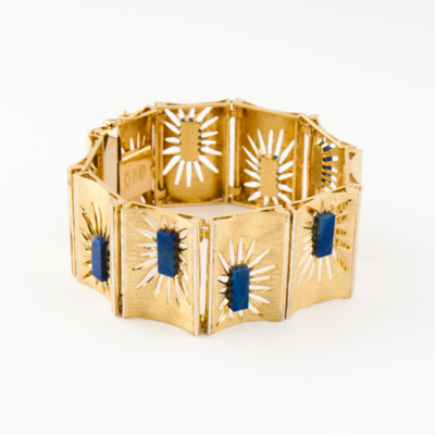 Bracciale vintage in oro 750 e lapislazzuli grammi 70.9 