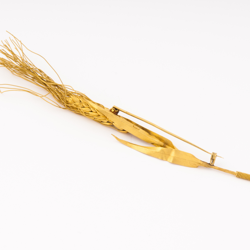 Spilla spiga di grano in oro 750