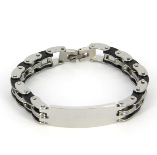 Bracciale catena con piastra in acciaio personalizzabile