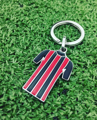 Stainless Steel Customizable Red Black Jersey Keychain