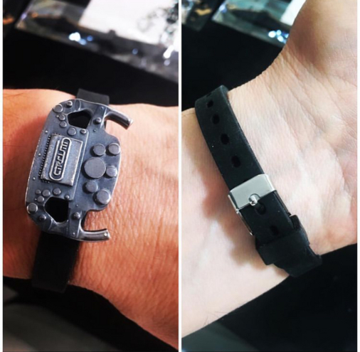 Bracelet volant Formule 1 "Watch Model" en argent 925 bruni avec bracelet en caoutchouc