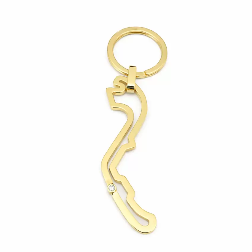 Schlüsselanhänger aus 750er Gold mit Monte-Carlo-Schaltung und Diamant am Anfang  