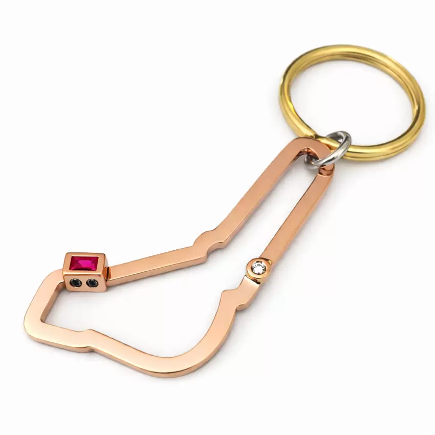 Portachiavi con circuito di Monza tre ori 750,diamante e castone scorrevole  