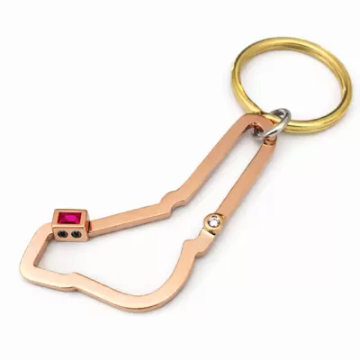 Schlüsselanhänger mit Monza Rennstrecke drei 750er Gold, Diamant und verschiebbarer Lünette 
