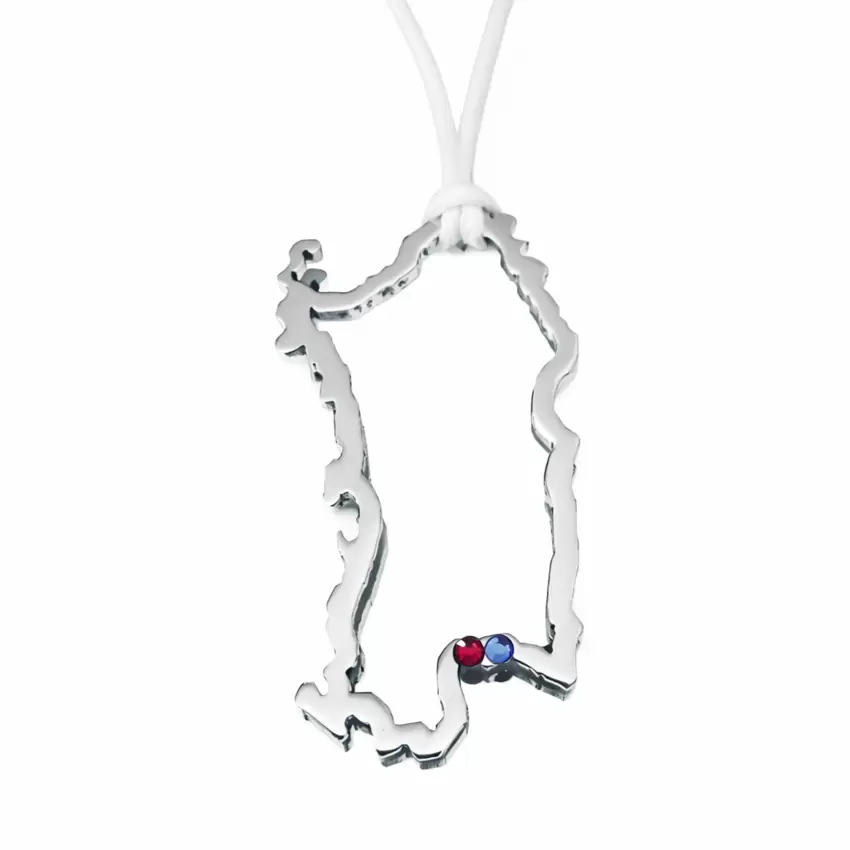 Ciondolo Silhouette Sardegna con rubino e zaffiro a Cagliari  