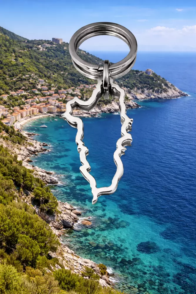 Schlüsselanhänger Silhouette Isola del Giglio aus Stahl  