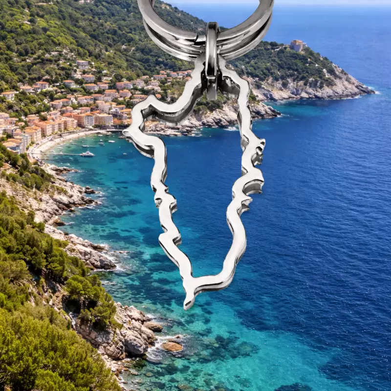 Silhouette Isola del Giglio key ring in stainless steel