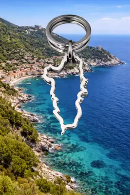 Schlüsselanhänger Silhouette Isola del Giglio aus Stahl 