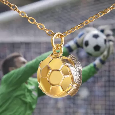 Ciondolo  Paratutto  per portiere personalizzabile sui guanti in bronzo placcato oro 18kt bianco e giallo con catenina  