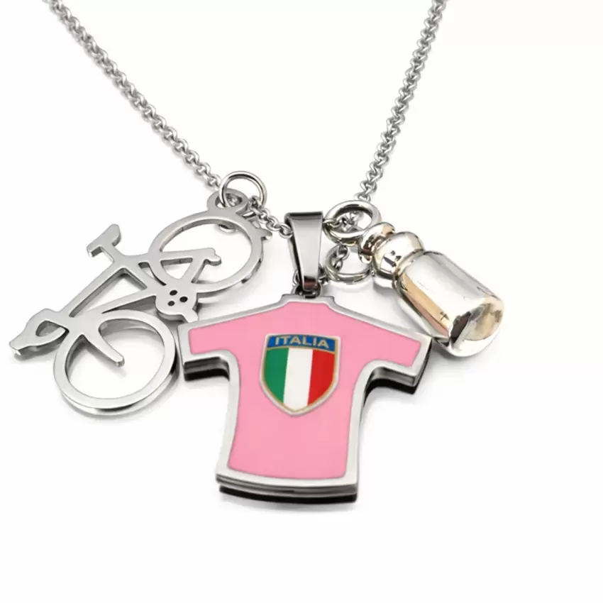 Rennrad Halskette,Rosa Trikot,Stahl Wasserflasche  