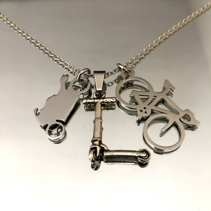 ECOhybrid necklace with motorcycle, scooter, bike