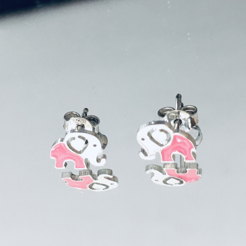 925 Silber emaillierte Elefantenohrringe