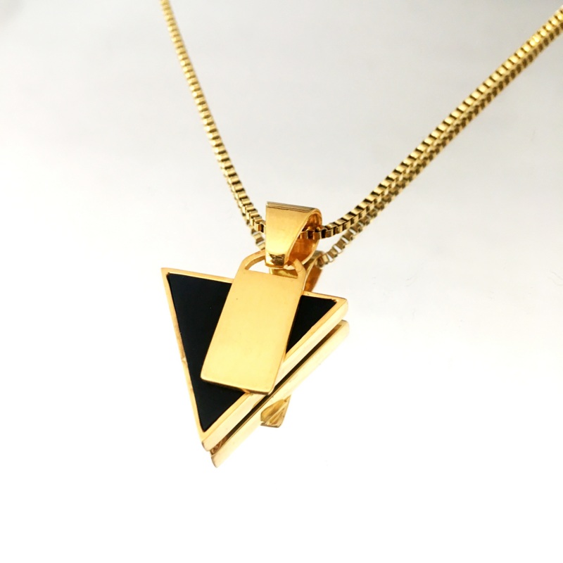 Patentierter Triangle-Anhänger aus 925er Sterlingsilber und vergoldeter Stahlkette
