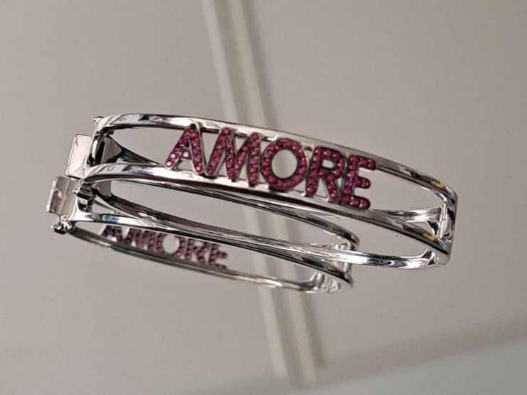 Bracelet Amore en or blanc 750 et rubis naturels