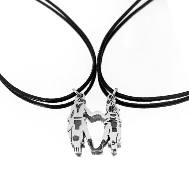 Divisible His and Hers Stainless Steel Pendant for Motorcyclists in Love