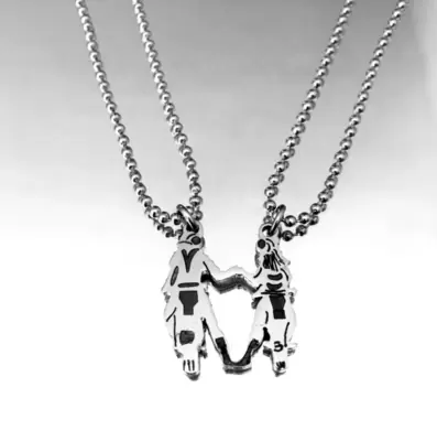 Ciondolo divisibile Lui e Lei per Motociclisti e Motocicliste in Acciaio con catene a palline 