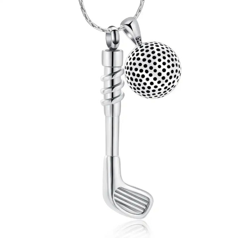 Collana mazza e pallina da golf in oro bianco 750 personalizzabile