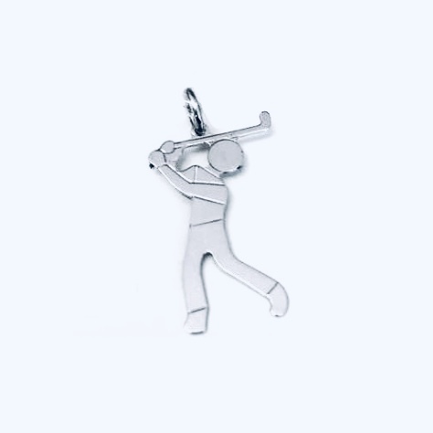 Golfer Charm Pendant in 18kt White Gold