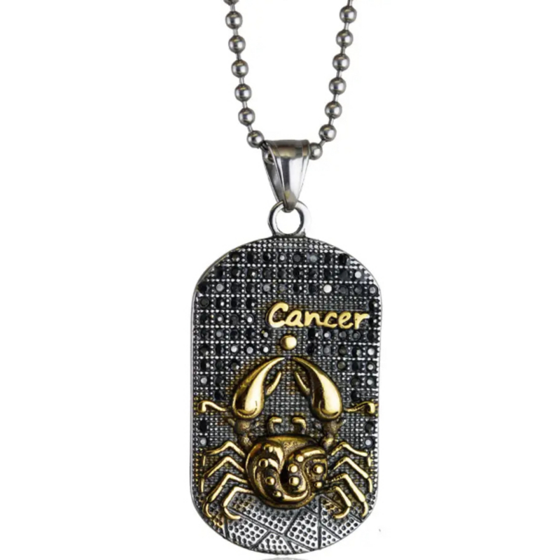 CANCER zodiac sign necklace (21 June - 22 July) in 14kt yellow gold plated 316L steel, customizable