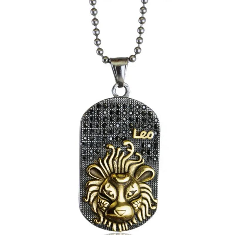 Customizable LEO zodiac sign necklace in 14kt gold plated 316L steel