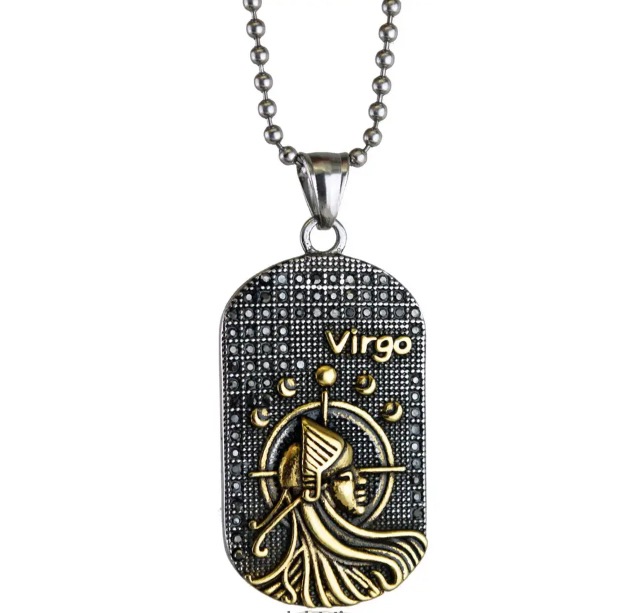 Collana segno zodiacale VERGINE (23 agosto-22 settembre) in acciaio 316L placcato oro 14kt personalizzabile  