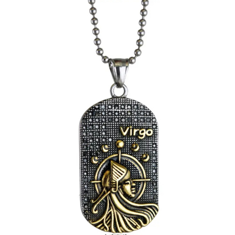 VIRGO zodiac sign necklace (August 23-September 22) in 14kt gold-plated 316L steel, customizable
