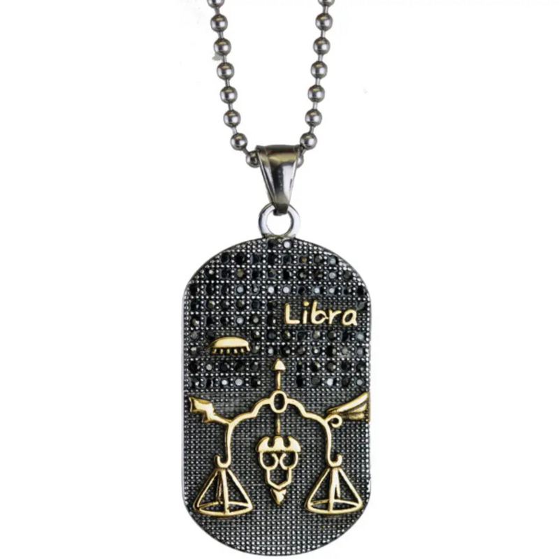 Collana segno zodiacale BILANCIA (23 settembre- 22 ottobre) in acciaio 316L placcato oro 14kt personalizzabile