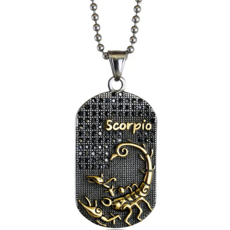 Collana segno zodiacale SCORPIONE (23 ottobre- 22 novembre) in acciaio 316L placcato oro 14kt personalizzabile