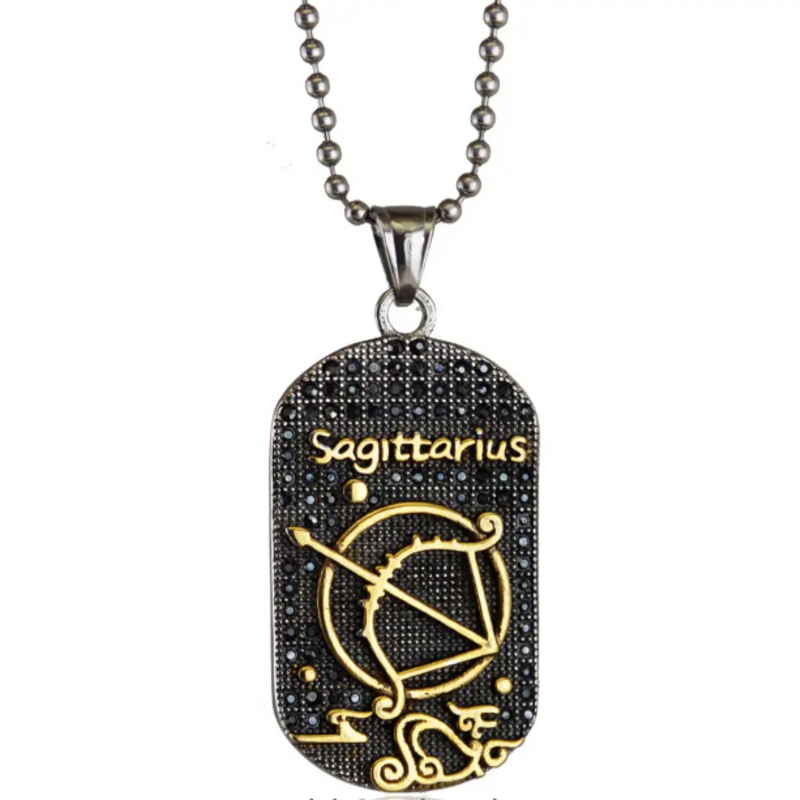 Collana con segno zodiacale SAGITTARIO (23 novembre-21 dicembre) in acciaio 316L placcato oro 14kt personalizzabile 