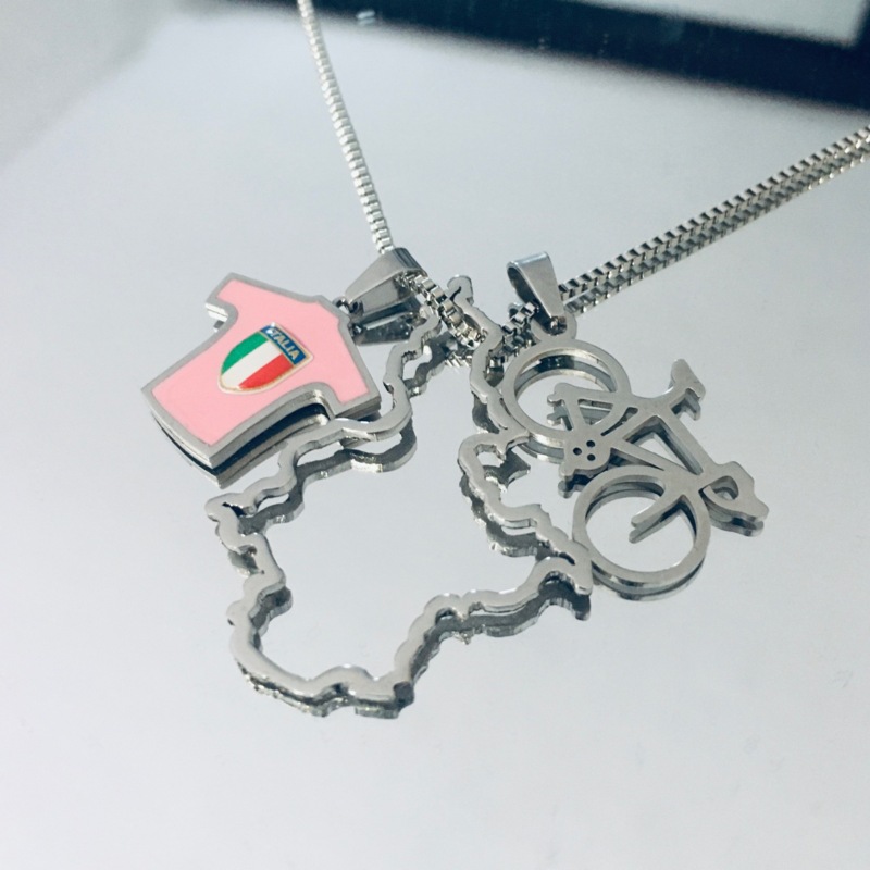 Collana con Maglia Rosa,Silhouette del Piemonte,Bici da corsa in acciaio