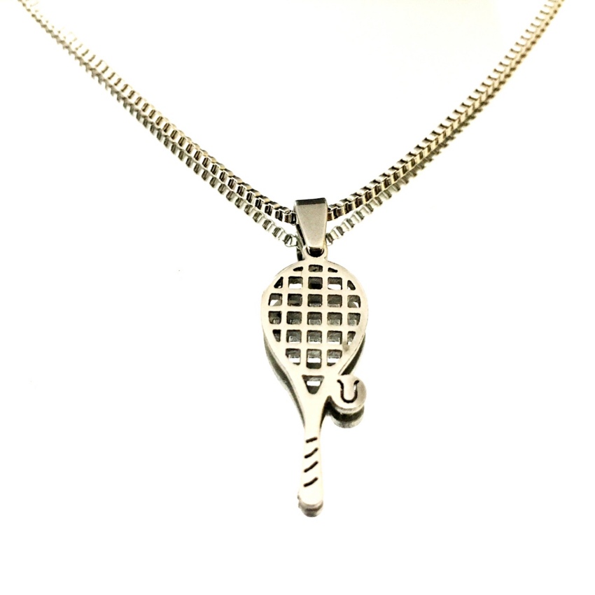 Collana con racchetta da tennis in acciaio  