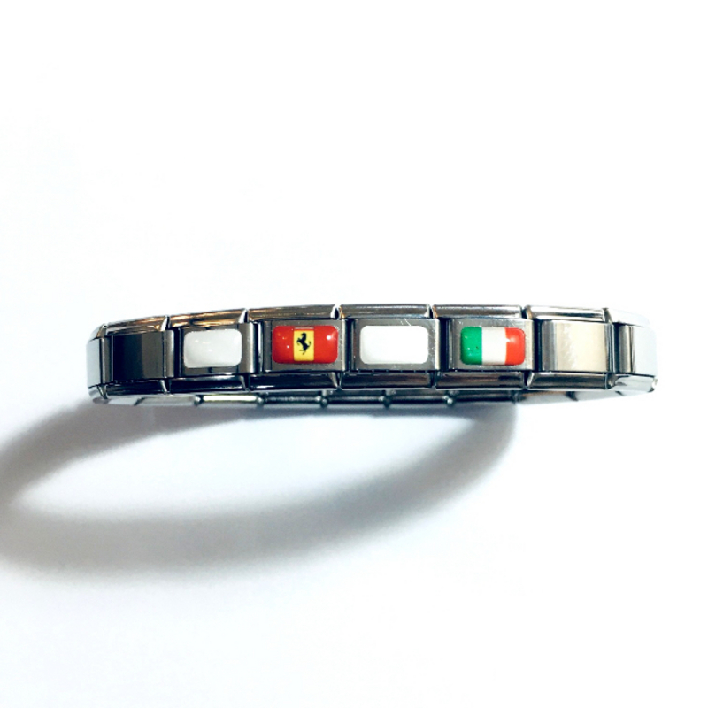 Asso degli axis stainless steel bracelet in white livery with resin stickers