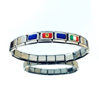 Bracciale Asso degli assi in acciaio livrea azzurra con adesivi resinati 