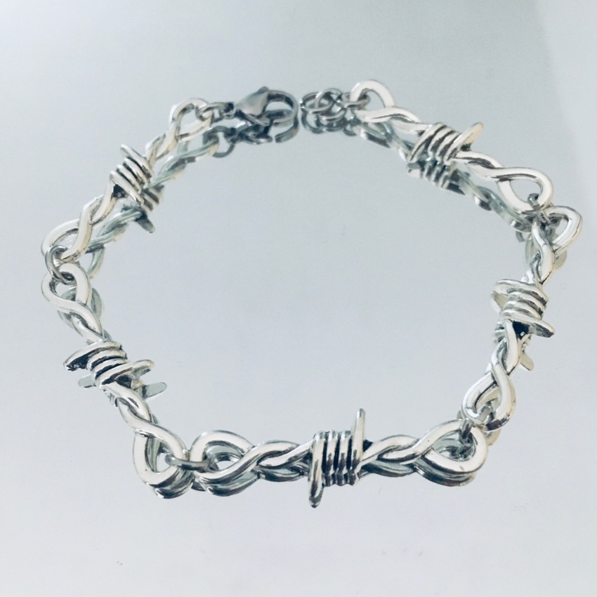 Bracciale maglia nodi filo spinato in zama  