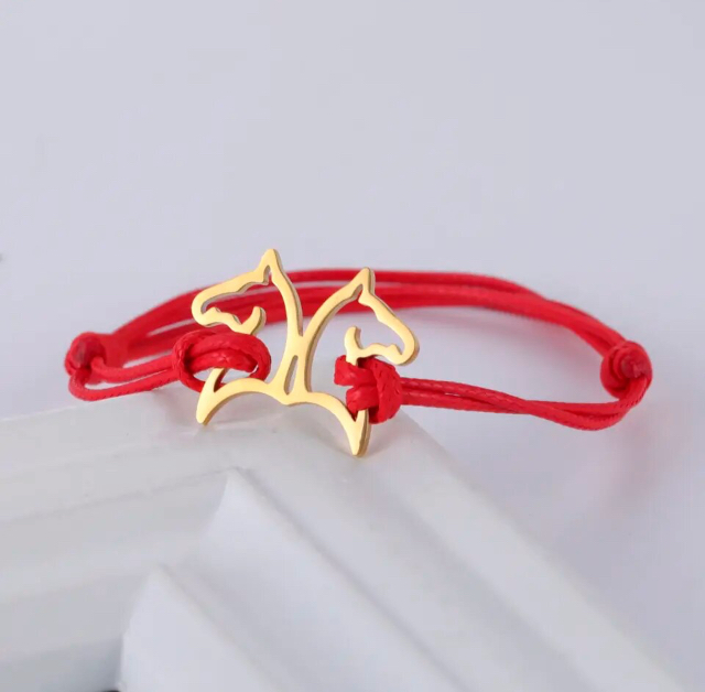 Horse bracelet in gold-plated stainless steel