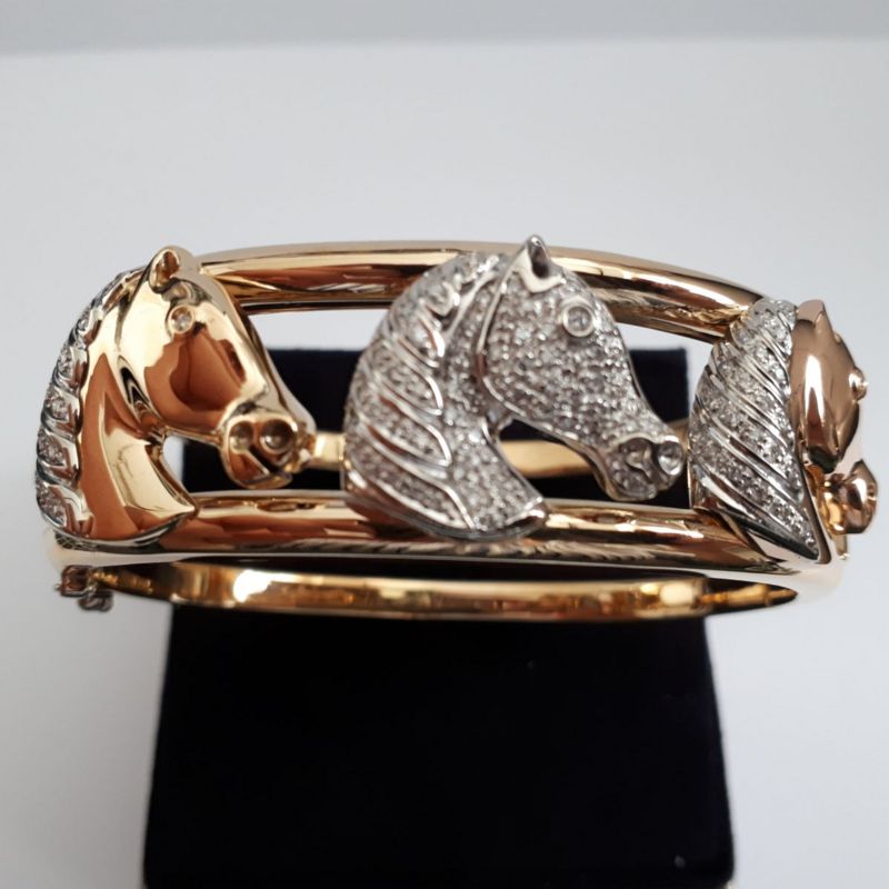 Bracelet cheval d'équitation en or 750 et diamants 1,00 ct