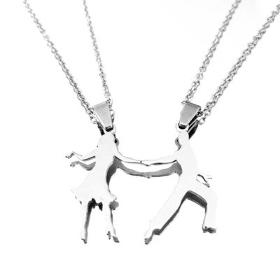 Collier de couple  Dancing with the Stars  en acier pour lui et elle 