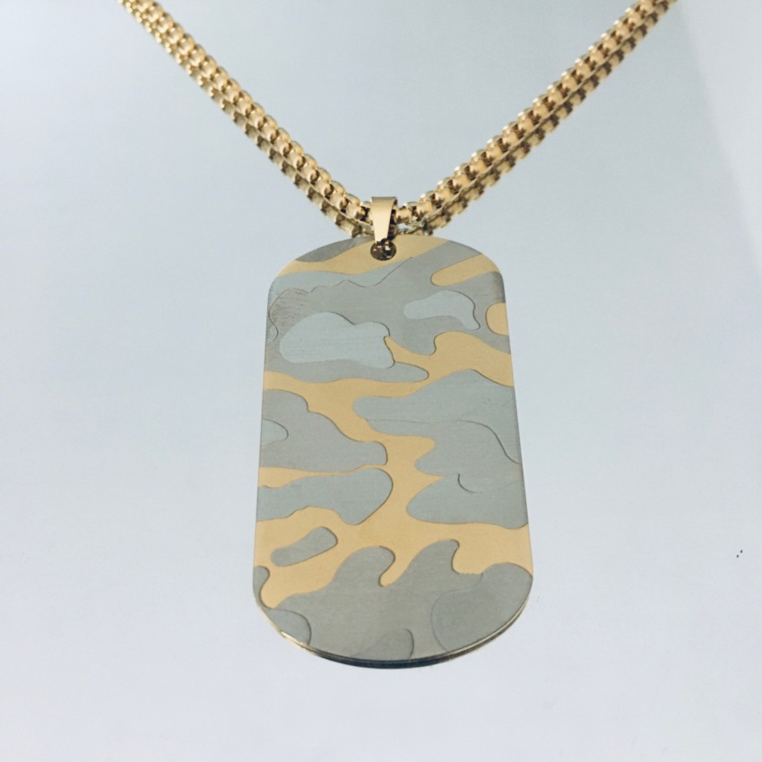 Collana con piastra militare sand camouflage in acciaio  