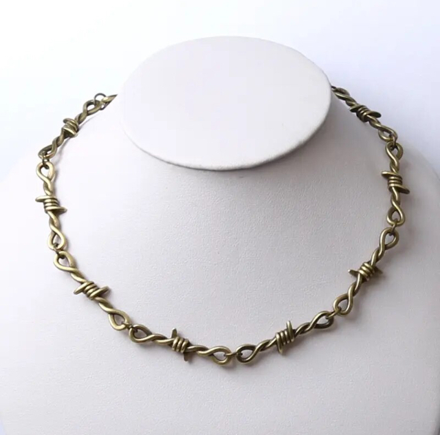 Bronze plated zamak knotted mesh choker