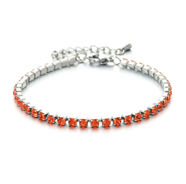 Bracciale Tennis in acciaio silver plated  con zirconi arancioni